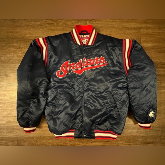 MLB Starter Diamond Collection Cleveland Indians Bomber Warm Satin Jacket XL‎ G7 - Picture 1 of 16